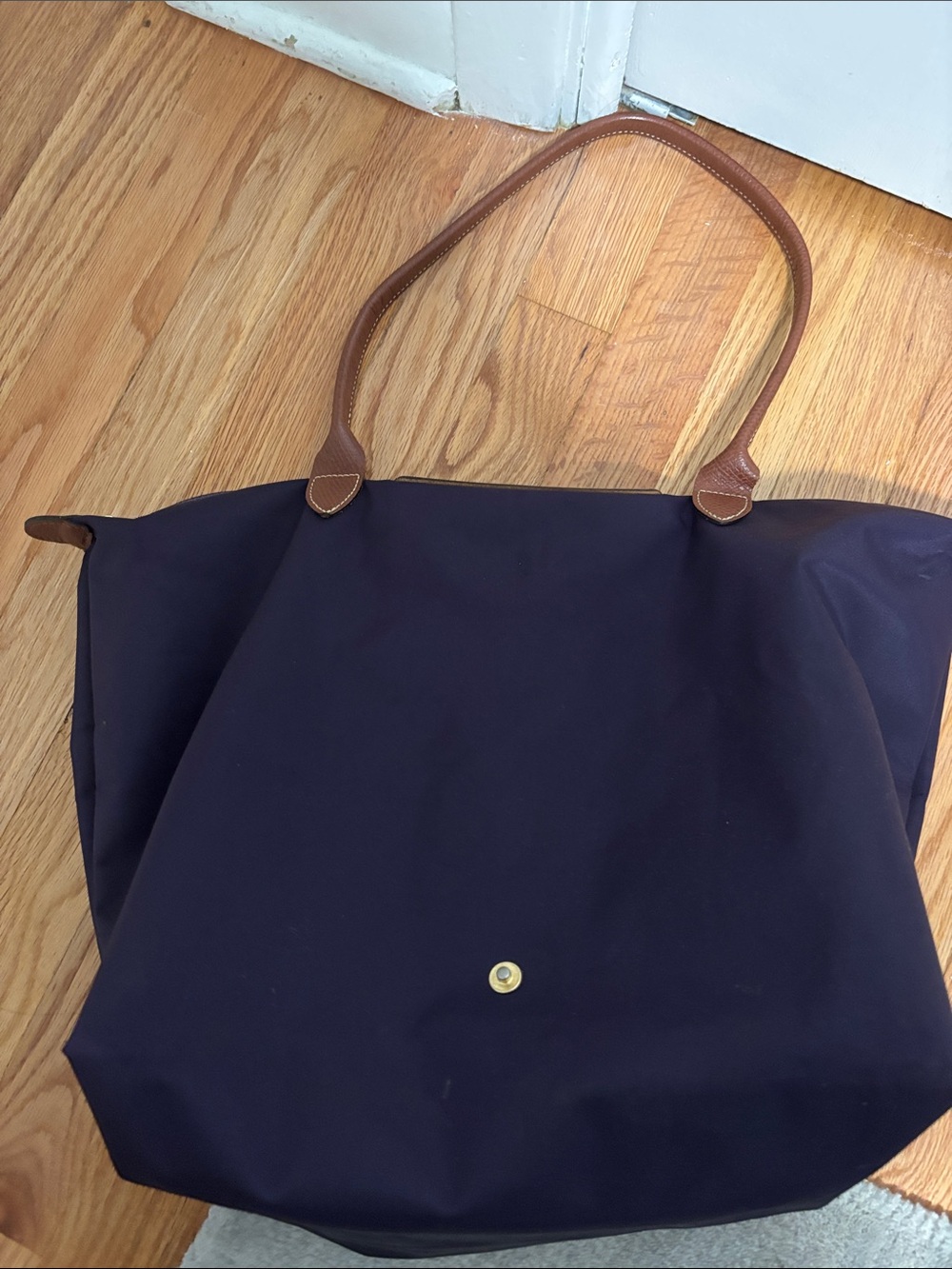 Authentic Longchamp Purple and Brown Leather Tote - Picture 7 of 8